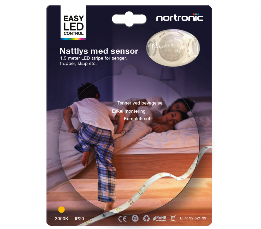 0 Led Nattlys med sensor